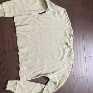 woman’s waffle long sleeve tna shirt, size 2xs colour sage green